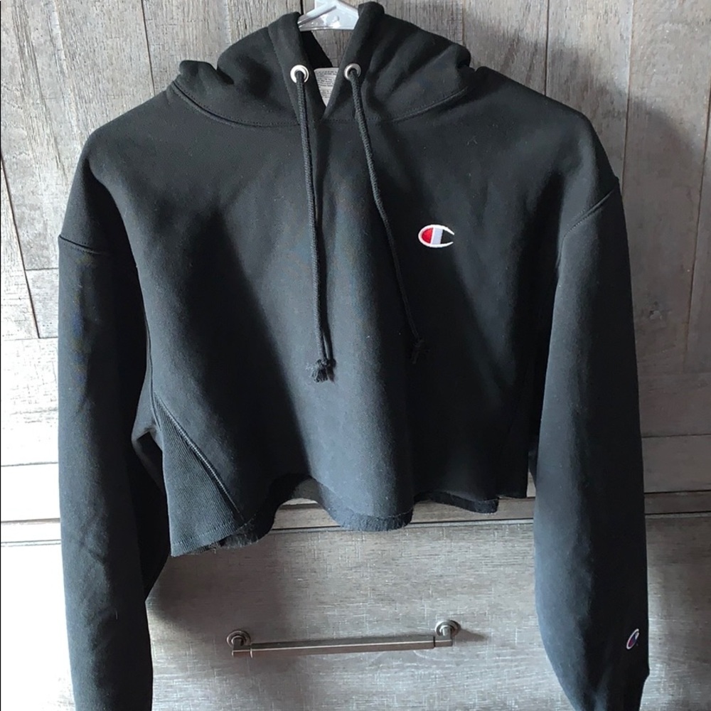 Champion Crop Hoodie Black